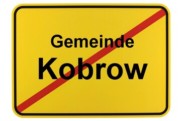 Illustration eines Ortsschildes der Gemeinde Kobrow in Mecklenburg-Vorpommern