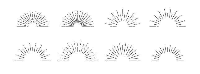 Sunbursts, explosion effects, vintage doodles set isolated. Geometric design elements PNG - obrazy, fototapety, plakaty