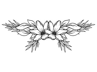 Bouquet Flower Line Art Illustration
