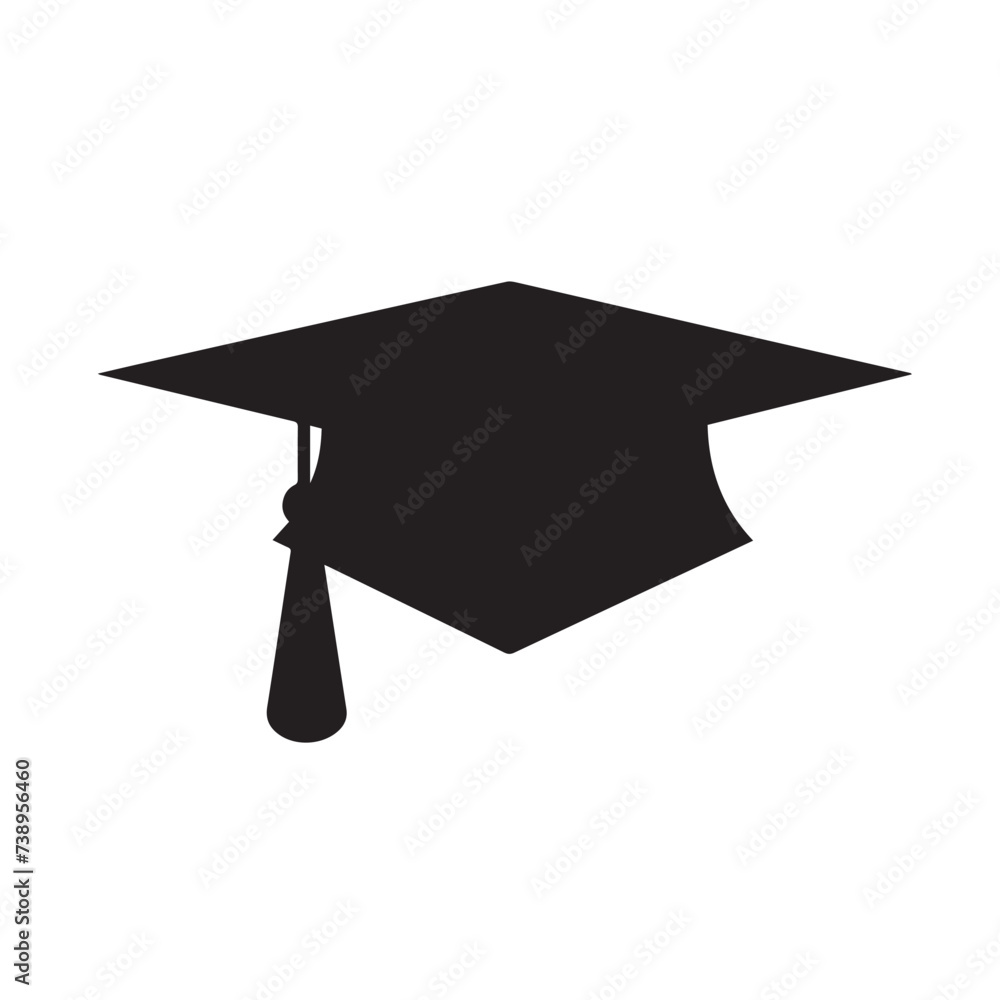 Wall mural Graduation hat in cartoon, doodle style . Image for t-shirt, web, mobile apps and ui. Isolated 2d vector illustration in logo, icon, sketch style, Eps 10, black and white. AI Generative - Wall murals