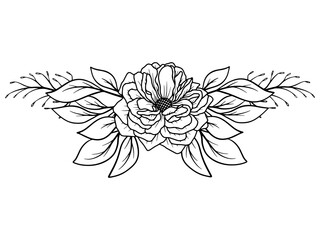 Flower Line Art Black and White
