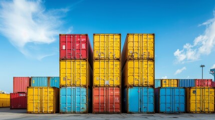 Fototapeta premium Stacked Cargo Containers in the Port