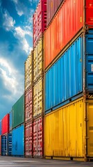 Fototapeta premium Stacked Cargo Containers in the Port