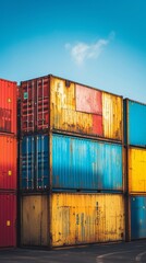 Fototapeta premium Stacked Cargo Containers in the Port
