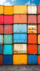 Fototapeta premium Stacked Cargo Containers in the Port