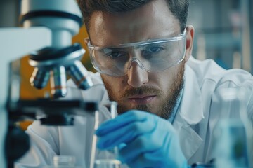Laboratory technician or scientist working on groundbreaking research in organic chemistry or biology.