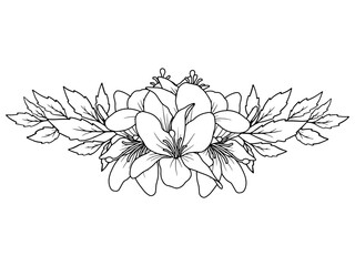 Flower Line Art Arrangement Illustration
