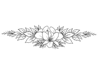 Flower Line Art Arrangement Illustration
