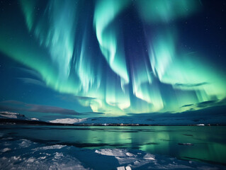 A breathtaking glimpse of the vibrant Northern Lights illuminating a wintry landscape.