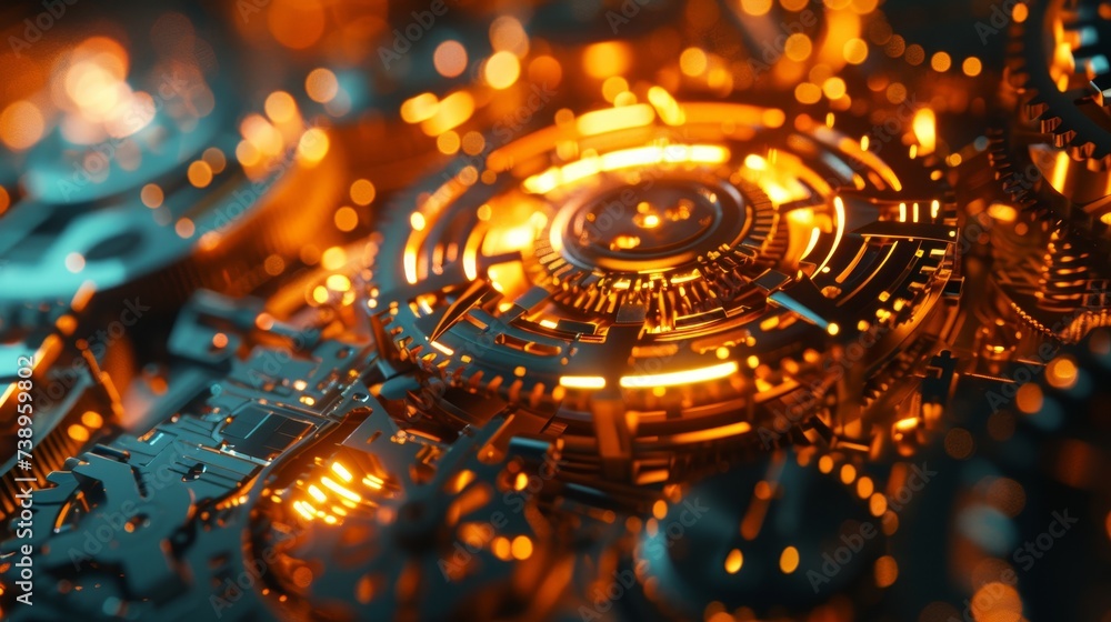 Aufkleber intricate macro close up of detailed watch mechanism parts and gears in sharp focus