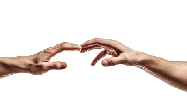 Two Hands Reaching Together 8K PNG Image, White Background