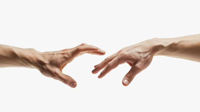 Two Hands Reaching Together 8K PNG Image, White Background