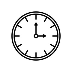Vector illustration of isolated wall clock time. clock icon outline Vector illustration design on white background Editable stroke.