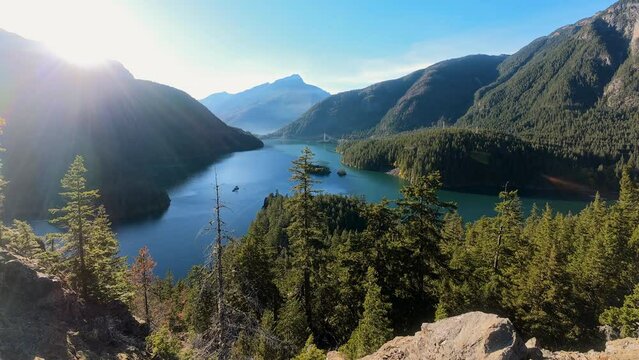 Nature Tourist View of Diablo Lake in Washington State