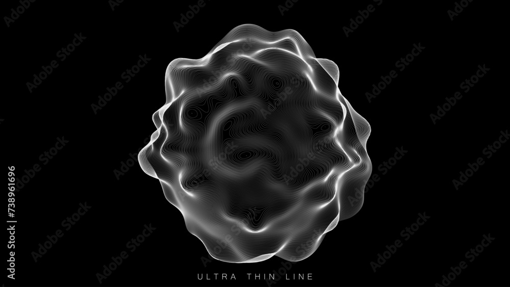 Wall mural distorted line spheres. vector thin line glitch geometry.