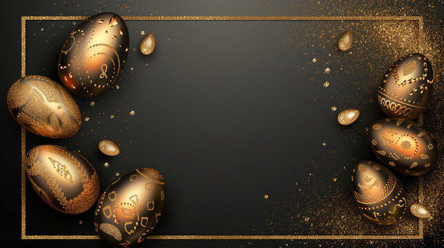 Style Frame: Golden Eggs on a Black Background for a Refined Card.