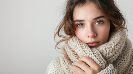 Close-up of a contemplative young woman, her eyes reflecting profound depth and emotion, AI Generative.