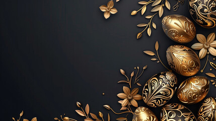 Golden Splendor: Stylized Golden Easter Eggs in an Elegant Card.
