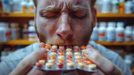 Man consumes multiple blister-packed tablets