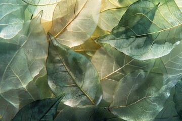 Leaves embedded in translucent nacre