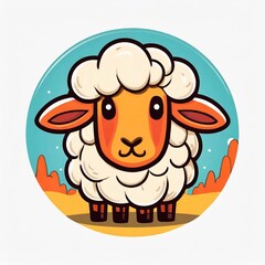 Sheep logo, 2d flat illustration, drawing cartoon for design.