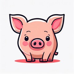 Pig logo, 2d flat illustration, drawing cartoon for design.
