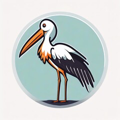 Stork logo, 2d flat illustration, drawing cartoon for design.