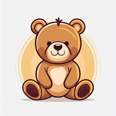 Teddy bear toy logo, 2D flat illustration, drawing cartoon for design.