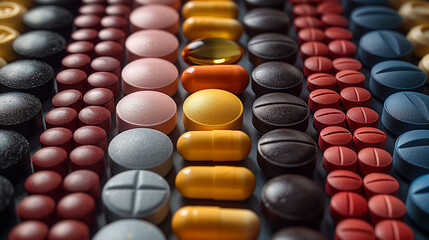 Pharmacological tablets and capsules arranged in a pattern