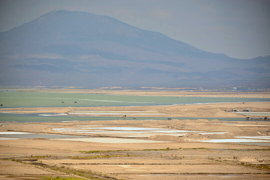Danakil depression.Salt flats near Lake Afdera in the Afar region
