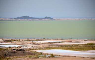 Danakil depression.Salt flats near Lake Afdera in the Afar region