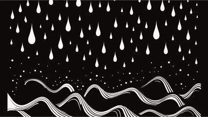 Rain on glass background. Simple gentle template for the card, invitation, printing. Water drop seamless pattern. Rain and water drops Seamless vector EPS 10 pattern. Random brush strokes background. - obrazy, fototapety, plakaty