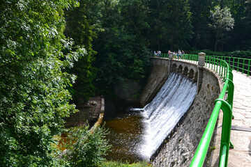 Karpacz, Poland. The Wild Waterfall (polish: Dziki Wodospad) – an anti-rubble dam on the Lomnica River in Karpacz - obrazy, fototapety, plakaty