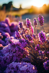 Lavender Field at Sunset.

Soothing lavender blooms basking in the golden sunset, ideal for wellness, nature themes, and decorative backgrounds.