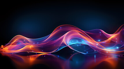 Naklejka premium Ethereal Waves Abstract Background A captivating abstract design featuring undulating waves of vibrant color, perfect for backgrounds, digital wallpaper, or creative graphic projects.