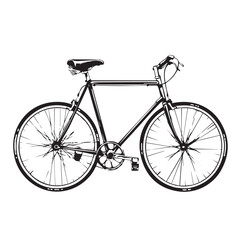 Obraz premium Bicycle in cartoon, doodle style . Image for t-shirt, web, mobile apps and ui. Isolated 2d vector illustration in logo, icon, sketch style, Eps 10, black and white. AI Generative