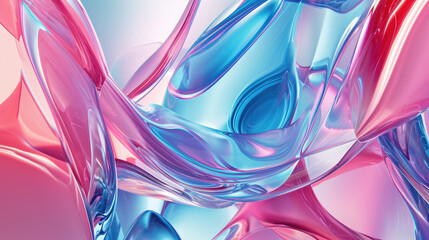 Vibrant Aqua and Pink Glass Shapes Form a Modern Texture