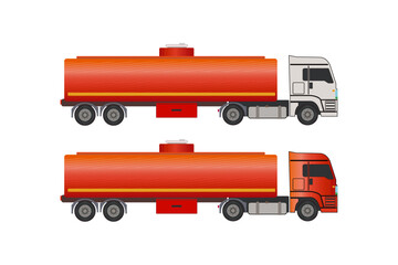 Tanker truck. Tank truck. Stock vector isolated truck for oil, petrol, gasoline transporting. Transportation and logistics business, lorry design element in flat style.