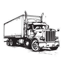 Refrigerated truck in cartoon, doodle style . Image for t-shirt, web, mobile apps and ui. Isolated 2d vector illustration in logo, icon, sketch style, Eps 10, black and white. AI Generative