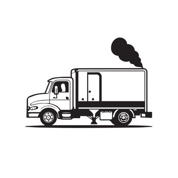 Refrigerated truck in cartoon, doodle style . Image for t-shirt, web, mobile apps and ui. Isolated 2d vector illustration in logo, icon, sketch style, Eps 10, black and white. AI Generative