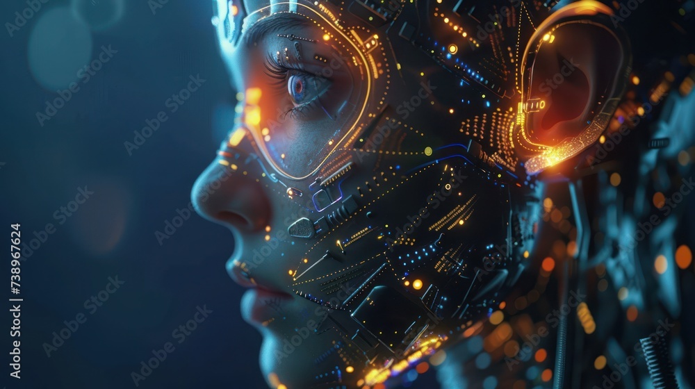 Poster ai automation in industry, abstract efficient systems - tech revolution, dynamic colors