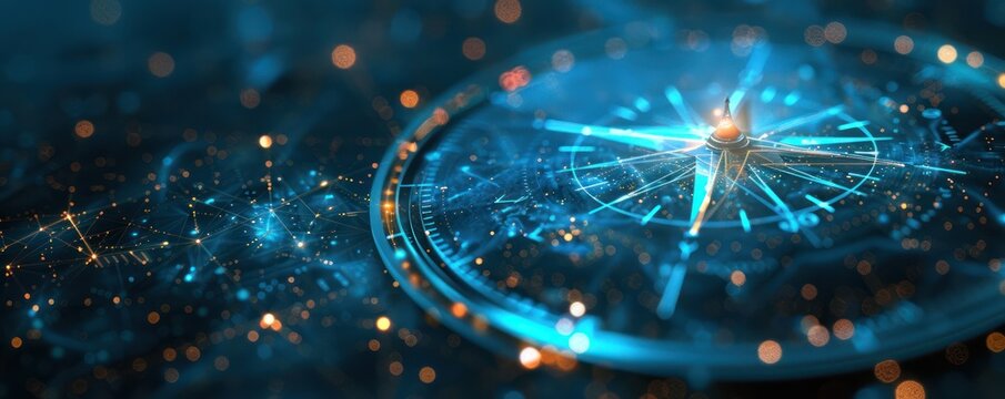 AI Ethics debate, abstract moral compass - digital dilemmas, vibrant discourse