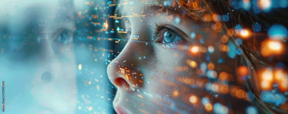 Poster ai in education: close-up on a student learning through an ai tutoring system