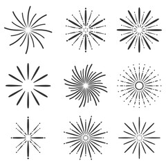 Set of Sparkles and Bursts vector icon.