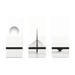 Bridge | Minimalist and Simple set of 3 Line White background - Vector illustration