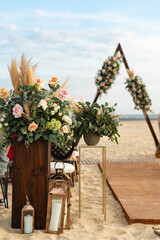 Beautiful wedding set up, beach ceremony