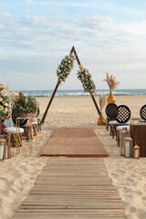 Beautiful wedding set up, beach ceremony