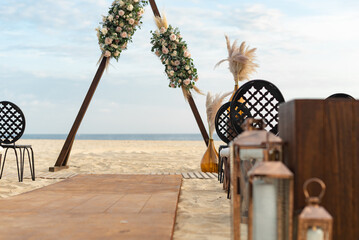 Beautiful wedding set up, beach ceremony