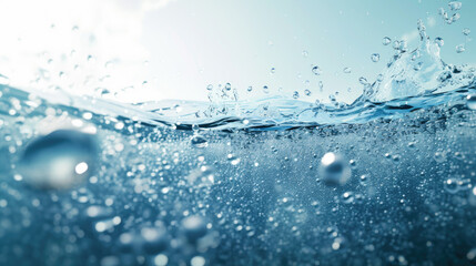 Captivating Water Surface Texture with Bubbles and Splashes. 