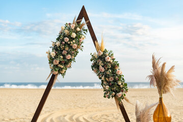 Beautiful wedding set up, beach ceremony